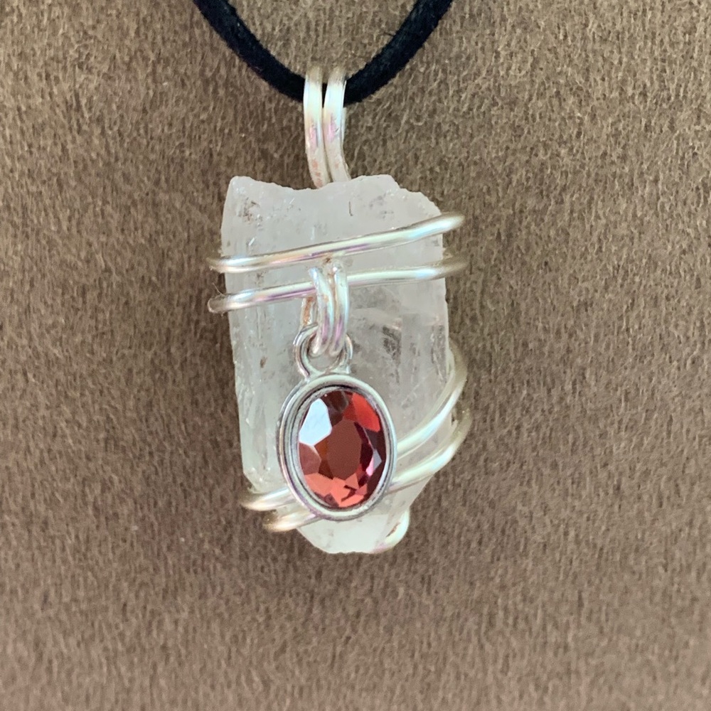 Crystal Clear Quartz July necklace.
